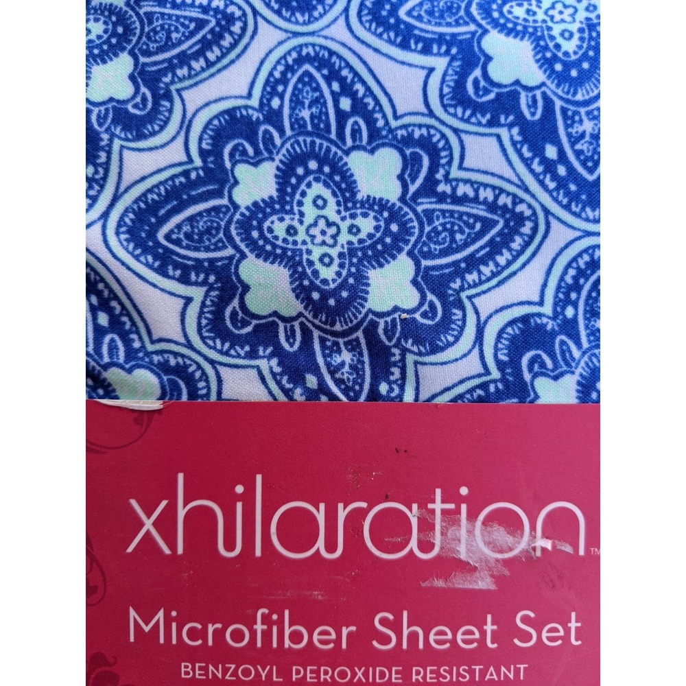 xhilaration 3-Piece Blue & Mint Disco Medallion Microfiber Sheet Set Twin